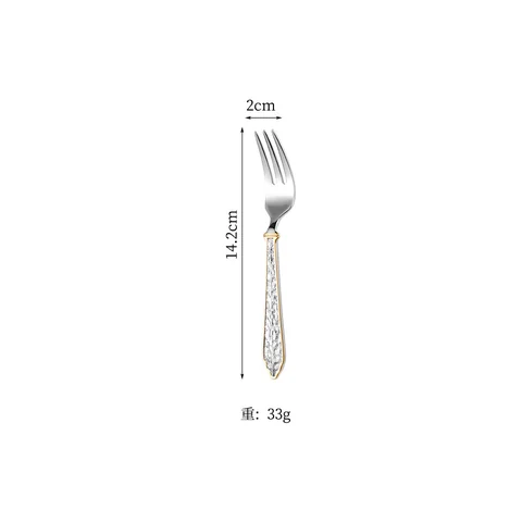 Partly gold-plated 304 stainless steel tea fork