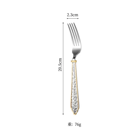 Partly gold-plated 304 stainless steel dinner fork
