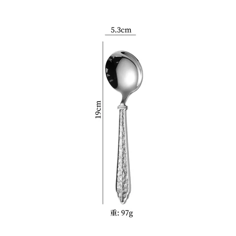 Silver 304 stainless steel round spoon