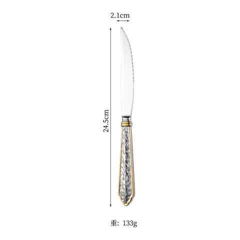 Partly gold-plated 420 stainless steel steak knife