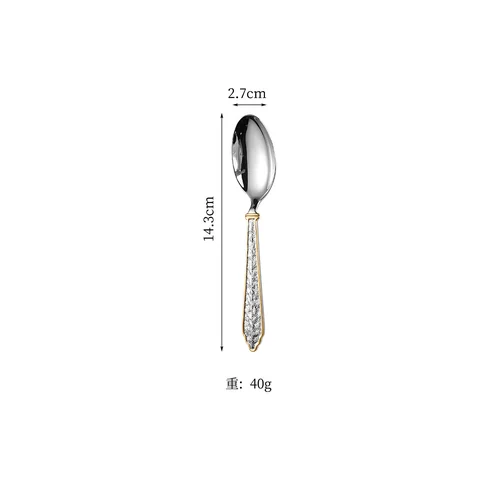 Partly gold-plated 304 stainless steel tea spoon